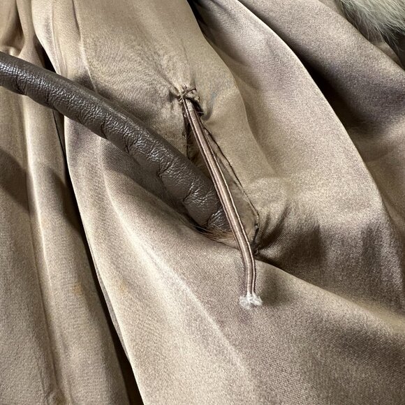 Vintage Zinman Furs Genuine Mink Coat with Fox Collar Belted Luxury Fur Jacket - Picture 11 of 15